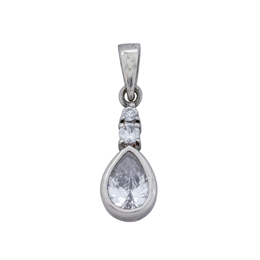 Vintage Sterling Silver 925 Cubic Zirconia Teardrop Pendant